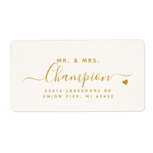 Mr. & Mrs. Gold Script Wedding Return Address