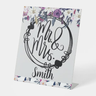 Mr & Mrs Gothic Floral Wedding Custom Sign