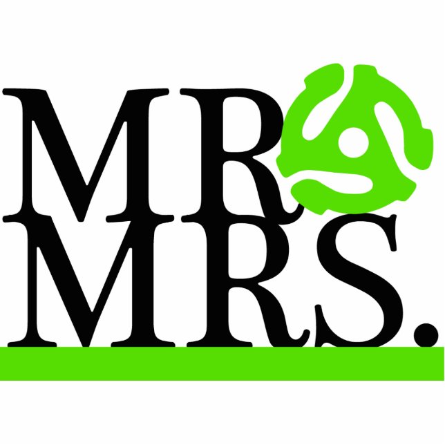 Mr & Mrs Green & Black 45 Adapter Cake Topper Standing Photo Sculpture (Front)