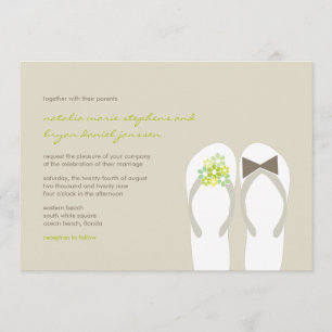 Mr & Mrs Green Flip Flops Beach Wedding Invite