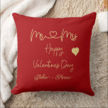 Mr & Mrs Happy Valentine's Day Cushion<br><div class="desc">You can personalize the text and change the color by clicking the "Personalize" button. Have a lovely day!</div>