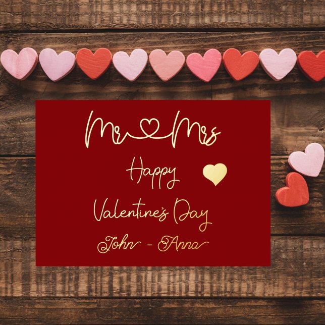 Mr & Mrs Happy Valentine's Day Foil Holiday Card (Creator Uploaded)