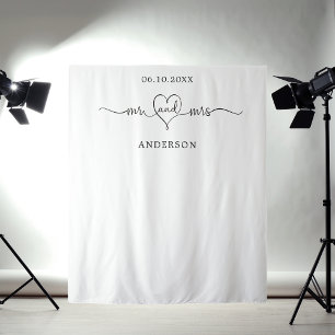 Mr mrs heart photo backdrop wedding tapestry