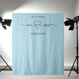 Mr mrs heart photo light blue wedding tapestry