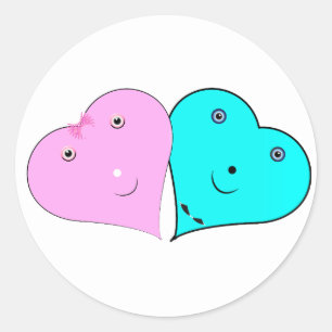 mr & mrs hearts classic round sticker