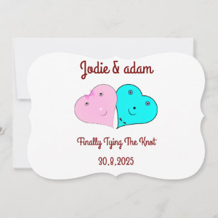 mr & mrs hearts  invitation