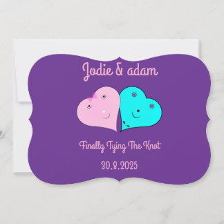 mr & mrs hearts invitation