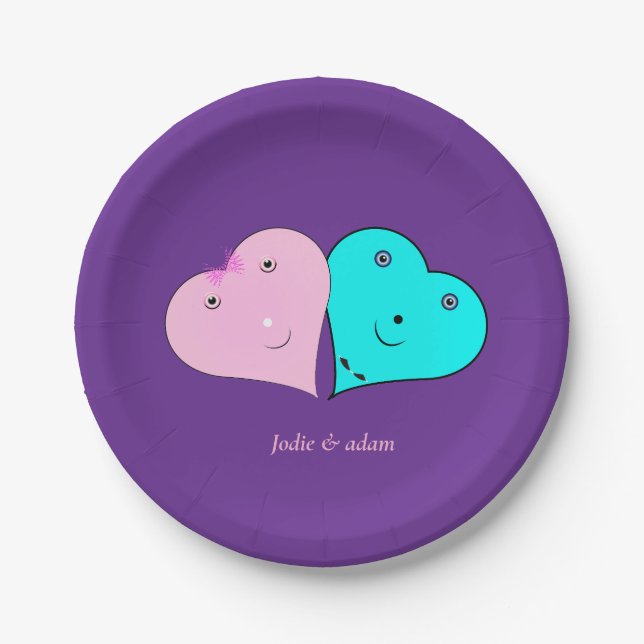 mr & mrs hearts paper plate (Front)