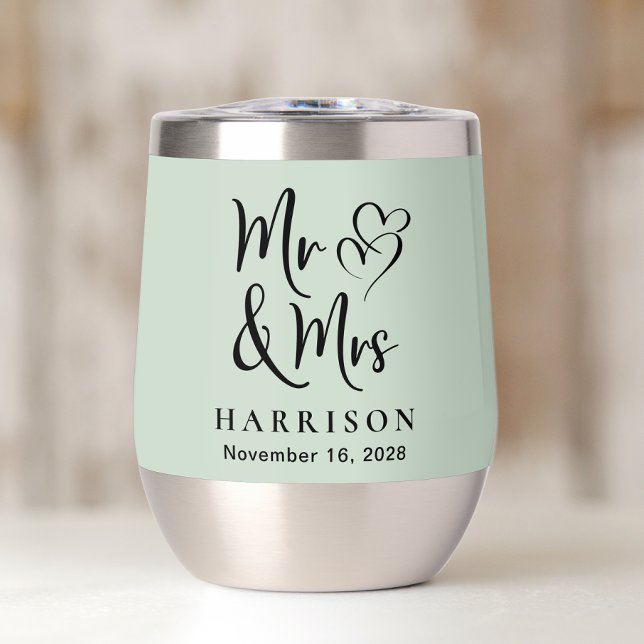 Mr Mrs Hearts Sage Green Wedding  (Creator Uploaded)