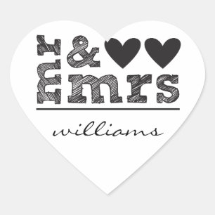 Mr. & Mrs. Hearts Sticker