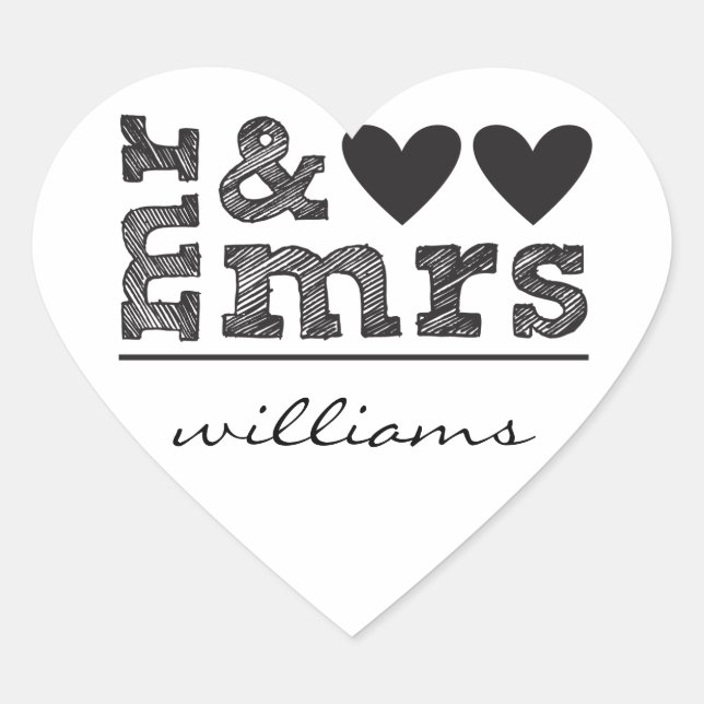 Mr. & Mrs. Hearts Sticker (Front)