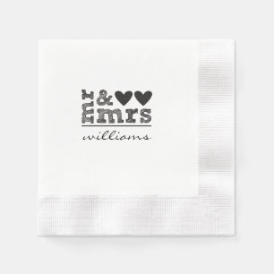Mr. & Mrs. Hearts Wedding Napkins