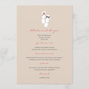 Mr & Mrs Hibiscus Flip Flops Wedding Menu Card