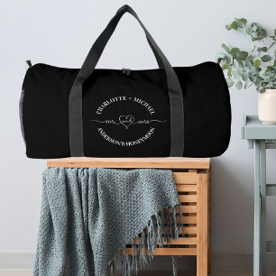 Mr mrs honeymoon black white newlyweds duffle bag