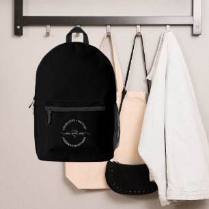 Mr mrs honeymoon black white newlyweds printed backpack