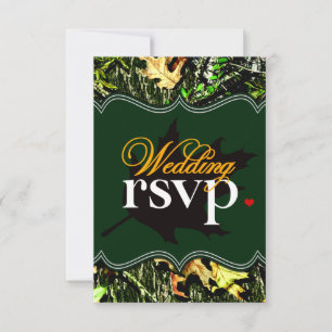 Mr & Mrs Hunting Camo Green Wedding RSVP Cards