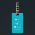 Mr. & Mrs. in Aqua | Luggage Tag<br><div class="desc">Travel in style with a custom design luggage tag! Modern and stylish tags will dress up your luggage and make it easy to quickly identity your luggage in baggage claim. Personalise this item by adding your name and contact details. Easily customise the background colour to a shade of your choice!...</div>