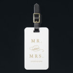 Mr. & Mrs. in Gold | Luggage Tag<br><div class="desc">Travel in style with a custom design luggage tag! Modern and stylish tags will dress up your luggage and make it easy to quickly identity your luggage in baggage claim. Personalise this item by adding your name and contact details. Easily customise the background colour to a shade of your choice!...</div>