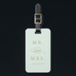 Mr. & Mrs. in Mint & Gold | Luggage Tag<br><div class="desc">Travel in style with a custom design luggage tag! Modern and stylish tags will dress up your luggage and make it easy to quickly identity your luggage in baggage claim. Personalise this item by adding your name and contact details. Easily customise the background colour to a shade of your choice!...</div>
