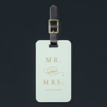 Mr. & Mrs. in Mint & Gold | Luggage Tag<br><div class="desc">Travel in style with a custom design luggage tag! Modern and stylish tags will dress up your luggage and make it easy to quickly identity your luggage in baggage claim. Personalise this item by adding your name and contact details. Easily customise the background colour to a shade of your choice!...</div>