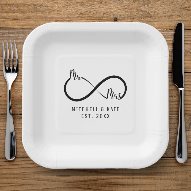 Mr & Mrs Infinity Symbol Wedding Paper Plate (Mr & Mrs Infinity Symbol Wedding Paper Plates
)