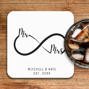 Mr & Mrs Infinity Symbol Wedding Square Paper Coaster