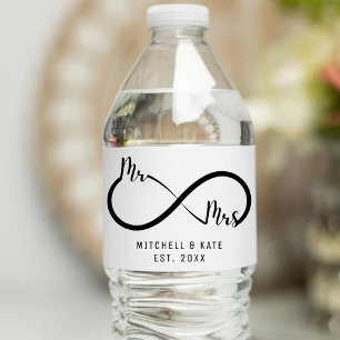 Mr & Mrs Infinity Symbol Wedding Water Bottle Label