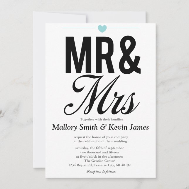 Mr & Mrs Invitations | Weddings (Front)