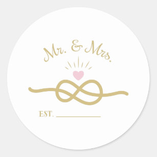 Mr & Mrs Knot Classic Round Sticker