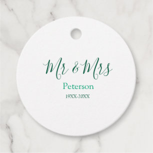 Mr & Mrs last name married year wedding engagement Favour Tags
