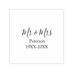 Mr & Mrs last name married year wedding engagement Self-inking Stamp