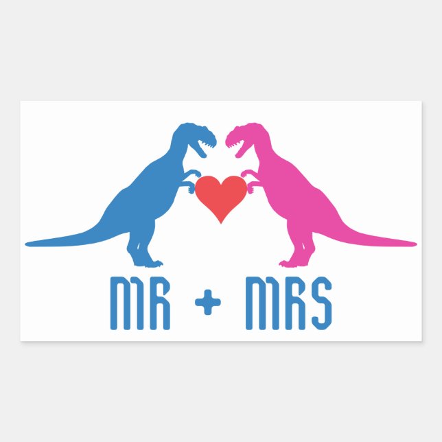 Mr+Mrs - Love Dinosaurs Rectangular Sticker (Front)