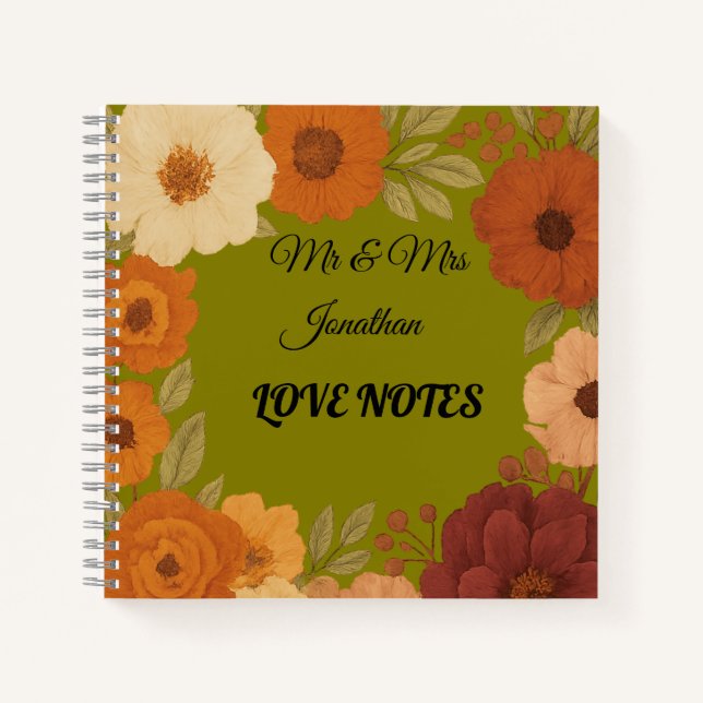 Mr & Mrs Love Notes Custom Couple Notebook (Front)