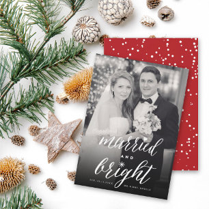Mr & Mrs Married And Bright Holiday Photo Card