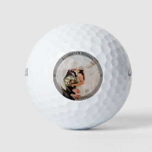 Mr & Mrs Married Couple Photo Wedding Anniversary Golf Balls