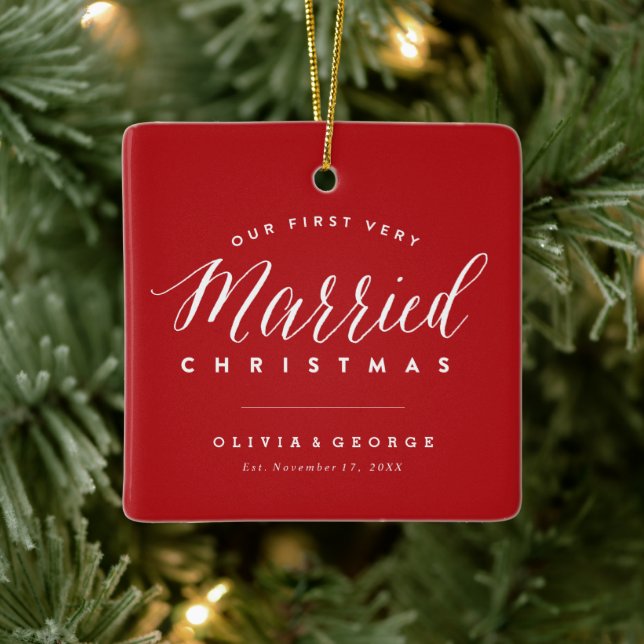Mr & Mrs Married First Christmas Holiday Ornament (Tree)
