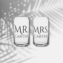 Mr & Mrs Matching Newlywed Couples Wedding Glasses
