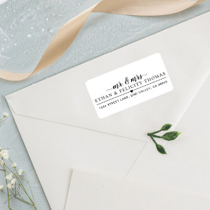Mr. & Mrs.   Minimal Bride & Groom Heart Wedding