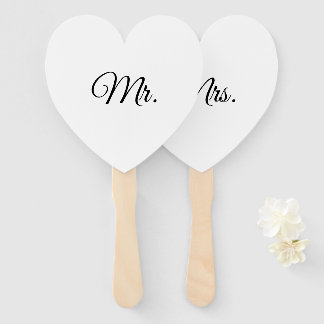 Mr & Mrs minimalistic black and white Hand Fan