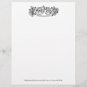 Mr & Mrs mistletoe drawing new couple letterhead