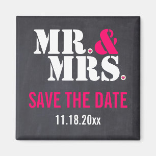Mr. & Mrs. Modern typography wedding Save the Date Magnet