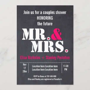 Mr. & Mrs. Modern typography wedding shower Invitation