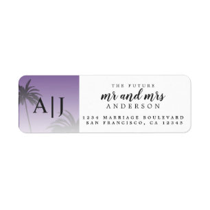 Mr Mrs Monogram Beach Wedding Return Address