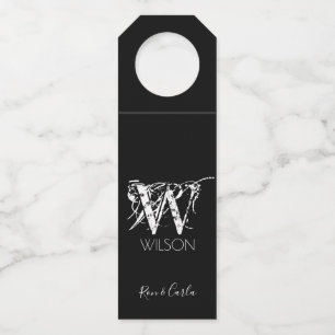 Mr. & Mrs. Monogram on Black Thank You Bottle Tag