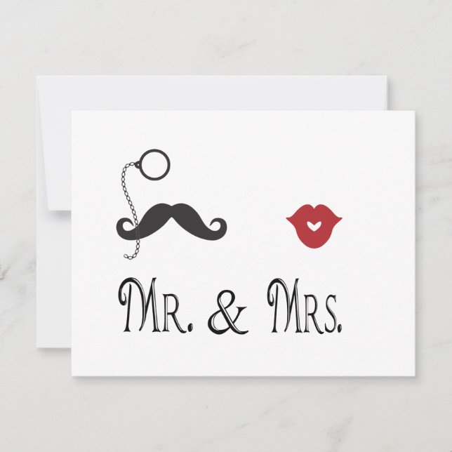 Mr. & Mrs. Moustache & Lips Wedding Invitations (Front)