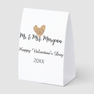 Mr & Mrs name happy Valentine's day gold heart