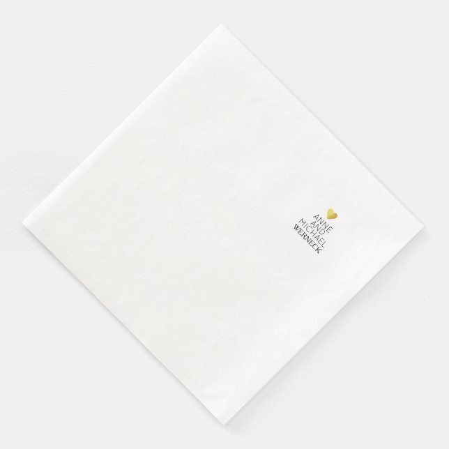 Mr & Mrs Names / Love Wedding White Napkin (Corner)