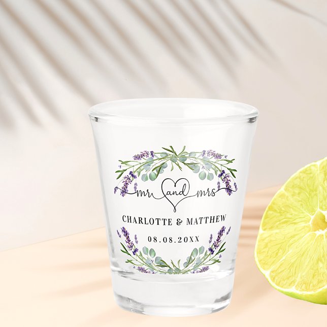 Mr mrs newly weds wedding lavender shot glass (Creator Uploaded)