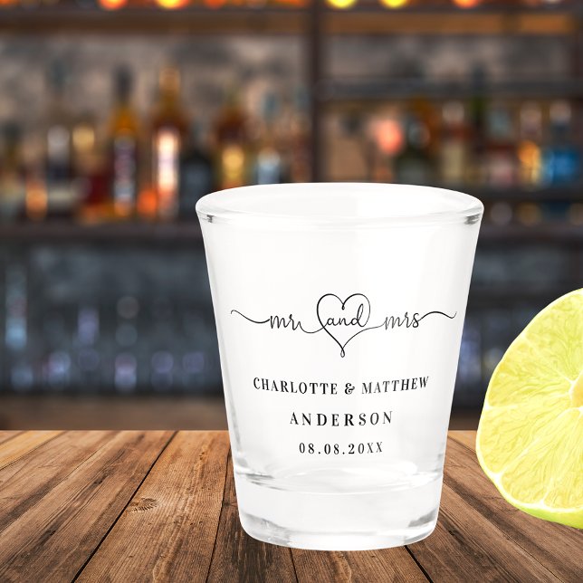 Mr mrs newly weds wedding party shot glass (Creator Uploaded)