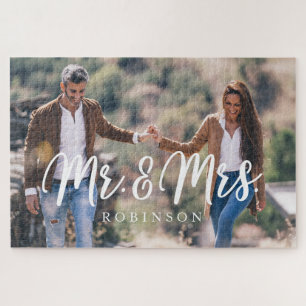 Mr & Mrs Newlywed Custom Full Photo Jigsaw Puzzle